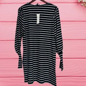French Connection‎ Womens Dress Size M Black White Long Sleeve Stripes NWT